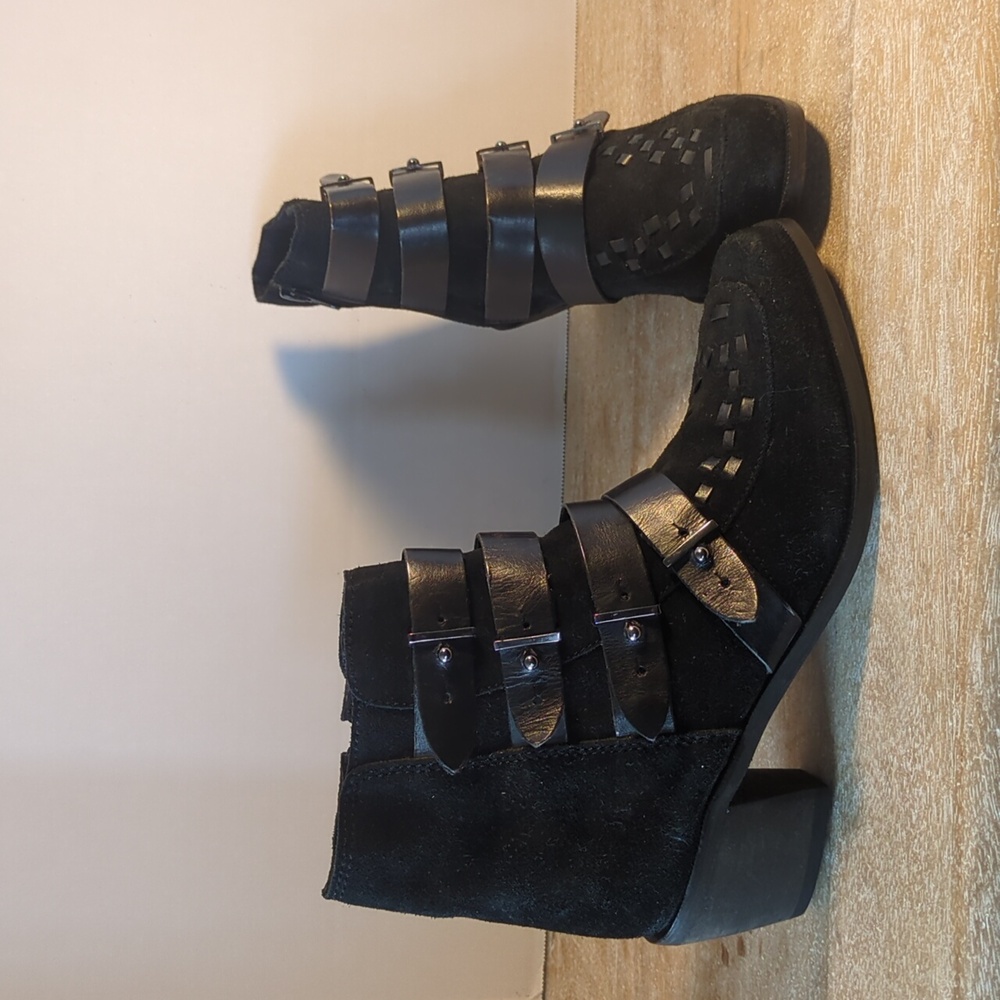 New Free People Ranger Black Woven Strappy Ankle Boots Eur 38